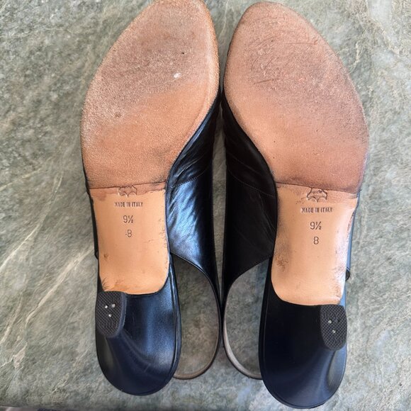 Vintage Evins Italian Leather Sling Back Pumps | Black Size 9.5 - Picture 5 of 7